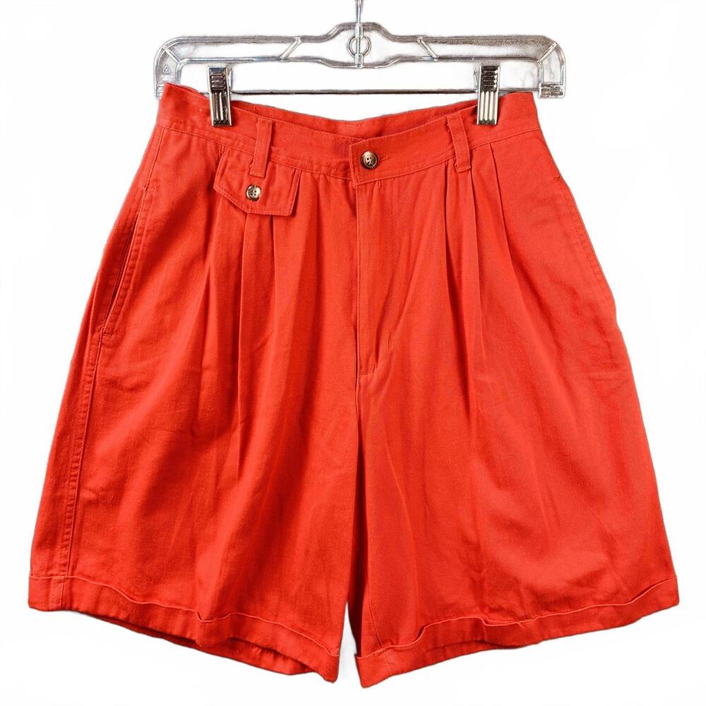 Vintage Huntington Ridge Red High-Waist Casual Womens Shorts w/ Pockets (637)